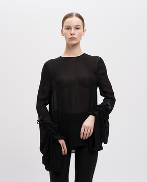 Saint Laurent Черная блуза с драпировкой 488526