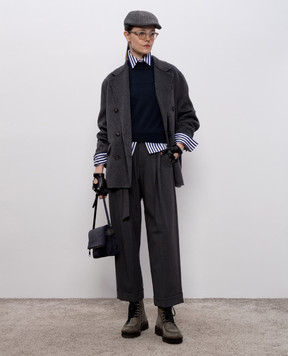 Brunello Cucinelli Серые брюки с шерстью MPW07P8995