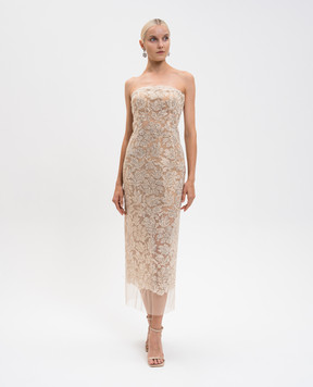 Ermanno Scervino Бежева сукня-бюстьє з кристалами D472Q700CTFDJUJ