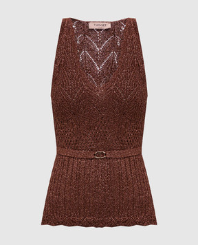 Twinset Коричневий топ з люрексом 251TT3195