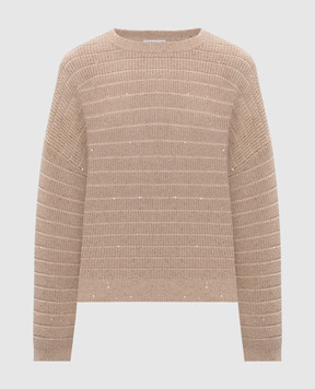 Brunello Cucinelli Бежевий светр з паєтками MDV754000P