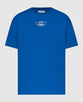Off-White Синяя футболка с вышивкой OWAA089S24JER003