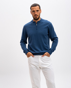 Cashmere&Whiskey Синее поло из шерсти мериноса 94394Z