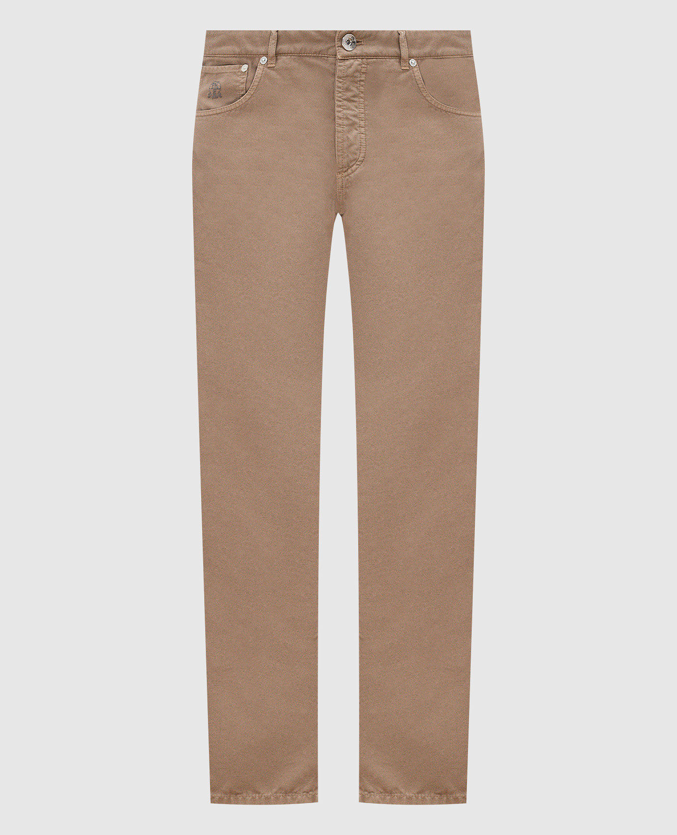 

Бежевые джинсы с логотипом, Бежевый, Зауженные джинсы