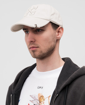 Off-White Белая кепка с эмблемой Arrow OMLA049S25DEN001