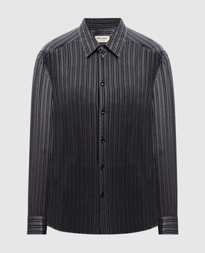 Saint Laurent Черная блуза в полоску с люрексом 582488