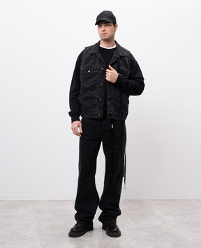 Ann Demeulemeester Черный свитшот с брендовыми лентами B0012487FA185