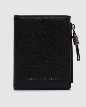 Brunello Cucinelli Черный кожаный портмоне с цепочкой мониль MWEID2718