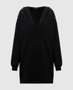 Twinset Черное платье-худи с бусинами 251AP2060