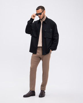 Dolce&Gabbana Чорна сорочка з вовни з логотипом G5MD1TFU21Q