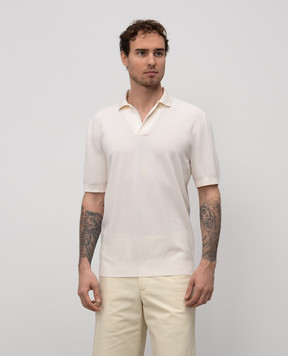 Loro Piana Бежевое поло Buttonless с шелком FAM0531