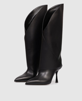 Balmain Чорні шкіряні чоботи Twist з емблемою FN1TA144LVIT