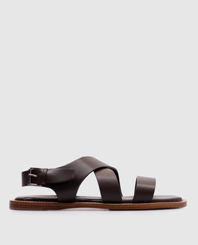 ISAIA Коричневые кожаные сандалии SND021LAMB1