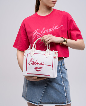 Balmain Біла сумка-тоут B-Army Lipstick з льоном EN0FD977TLIC