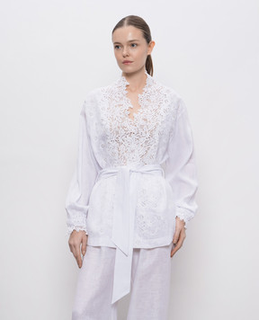 Ermanno Scervino Білий кардиган на запах з льону D464Q300NZR