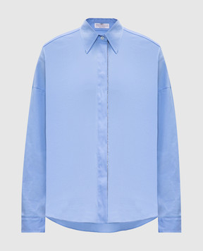 Brunello Cucinelli Блакитна сорочка з ланцюжком моніль M0091MA636