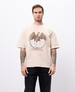 AMIRI Бежевая футболка WASH PEGASUS с логотипом AMJYTE1130