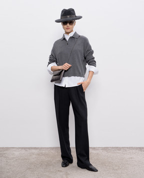 Brunello Cucinelli Сірий светр з ланцюжком моніль M19194705P