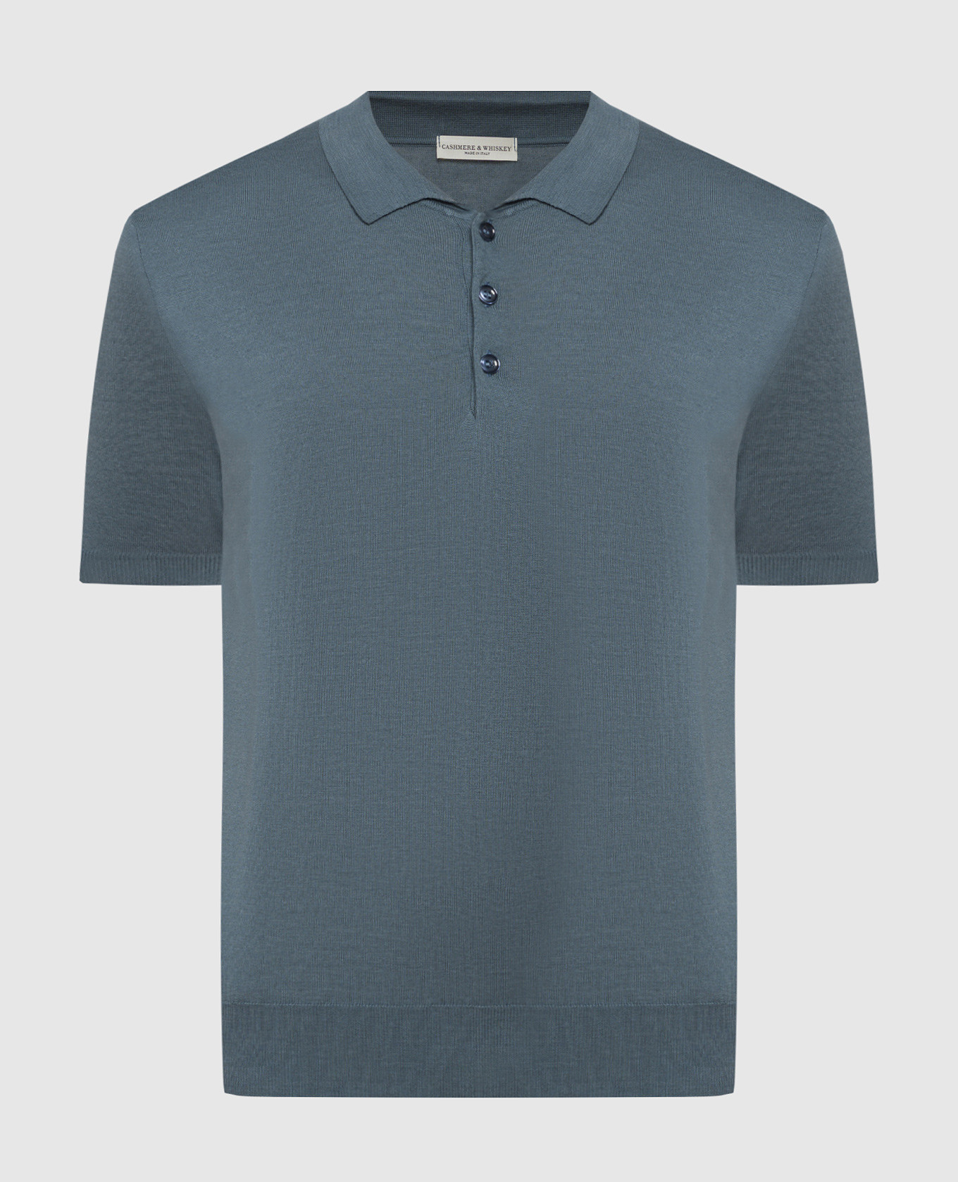 Gray polo shirt with silk and cashmere
