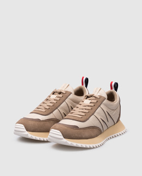 Moncler Бежевые комбинированные кроссовки Pacey с логотипом K109A4M00210M4156