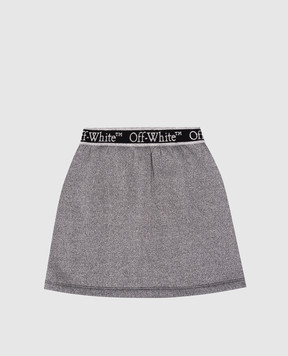 Off-White Детская серая юбка с люрексом с узором логотипа OGCK001F24FLE001