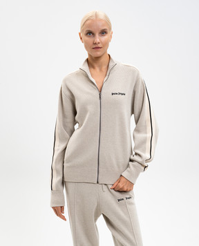 Palm Angels Бежева спортивна куртка з вовною і кашеміром PWHA062F25KNI001