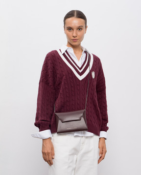Brunello Cucinelli Бордовый кожаный клатч Duo MWTKD2722