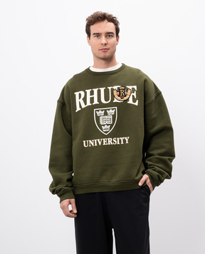 Rhude Зеленый свитшот OXFORD с принтом логотипа RHFW24ST05012