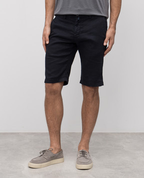 Kiton Синие шорты с льном с патчем логотипа UFBLACK0603F