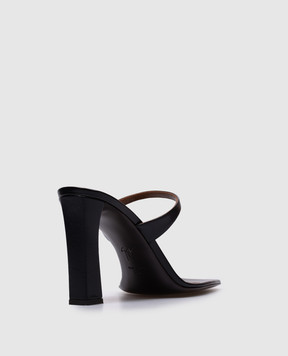 Giuseppe Zanotti Чорні шкіряні мюлі Kelly з цирконієм E500049