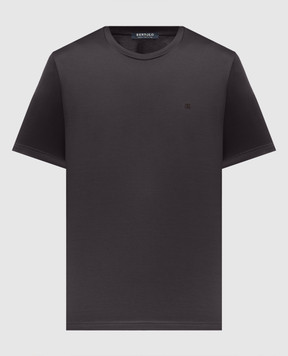 Bertolo Cashmere Сіра футболка з вишивкою емблеми 000252001912