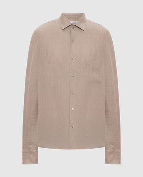 Loro Piana Бежевая рубашка André из льна FAF2545