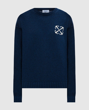 Off-White Синий свитер Wo Ws из шерсти и кашемира OWHE104F24KNI001