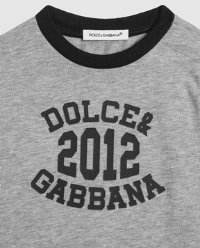 Dolce&Gabbana Детская серая футболка с принтом логотипа L1JTIWG7PCE