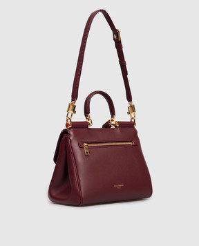 Dolce&Gabbana Бордова шкіряна сумка сетчел My Sicily BB7781B7321