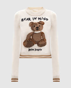 Palm Angels Білий светр Bear In Mind з вовни PWHE070F24KNI001