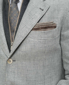 Brunello Cucinelli Серый платок-паше из шелка в узор. MV8980091