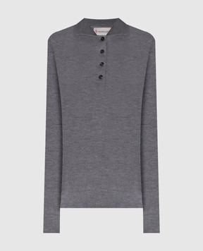 Moncler Серое поло из шерсти в рубчик K20939A00006M4715