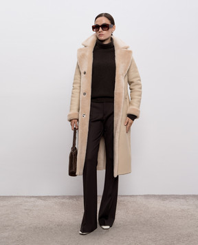 Babe Pay Pls Бежевая двусторонняя дубленка 2231ELONGMERINO