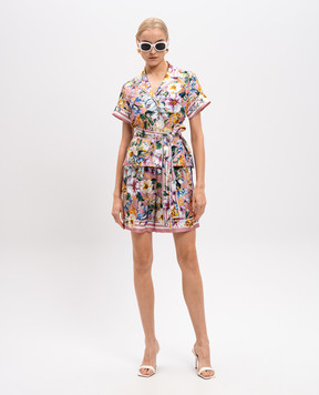 Dolce&Gabbana Розовая блуза из шелка в цветочный принт. F5G67THI1W4