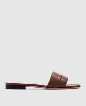 Bally Коричневі шкіряні шльопанці Deco з логотипом WF1057VT169