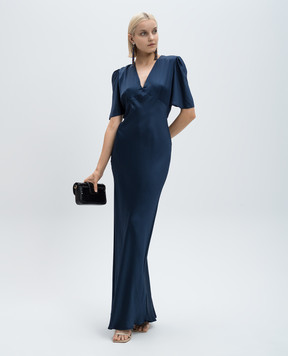 Twinset Синее платье макси с логотипом 242TP2475
