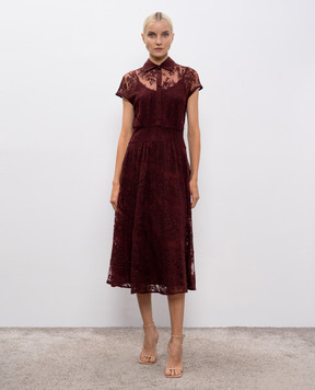 Max Mara Бордовое платье OMBRE из кружева OMBRE
