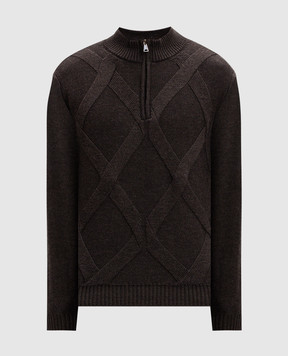 Cashmere&Whiskey Коричневий светр з вовни мериноса у візерунок CH06