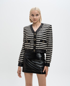 Balmain Черный кардиган в полоску с пайетками DF1KL180XJ31