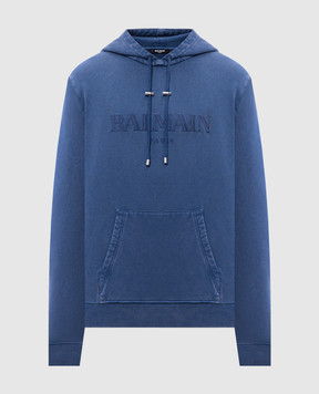 Balmain Синие худи с вышивкой логотипа EH1JT047BC72