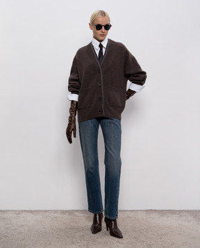 Brunello Cucinelli Коричневий кардиган з вовни, кашеміру та шовку M16222716