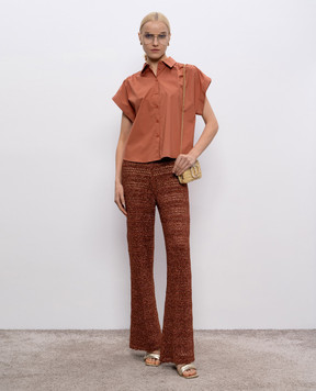 Twinset Коричневые брюки клеш с люрексом 251TT3196