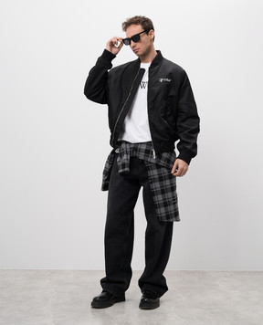 Off-White Черный бомбер с вышивкой логотипа OMEH05EC99FAB001