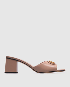 Valentino Бежевые кожаные мюли VLogo Signature 6W0S0MH7DSH